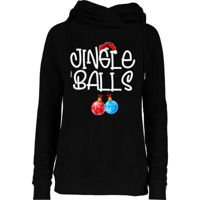 Jingle Balls Tinsel Tits Couple Funny Christmas Matching Womens Funnel Neck Pullover Hood