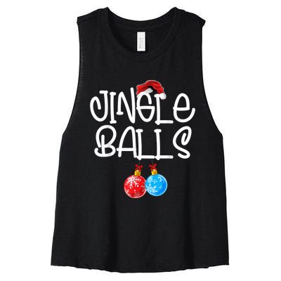 Jingle Balls Tinsel Tits Couple Funny Christmas Matching Women's Racerback Cropped Tank