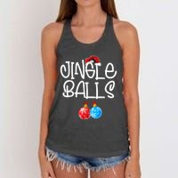 Jingle Balls Tinsel Tits Couple Funny Christmas Matching Women's Knotted Racerback Tank