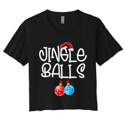 Jingle Balls Tinsel Tits Couple Funny Christmas Matching Women's Crop Top Tee