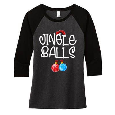 Jingle Balls Tinsel Tits Couple Funny Christmas Matching Women's Tri-Blend 3/4-Sleeve Raglan Shirt