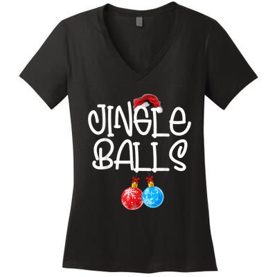 Jingle Balls Tinsel Tits Couple Funny Christmas Matching Women's V-Neck T-Shirt