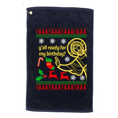 Jesus Birthday Ugly Christmas Platinum Collection Golf Towel