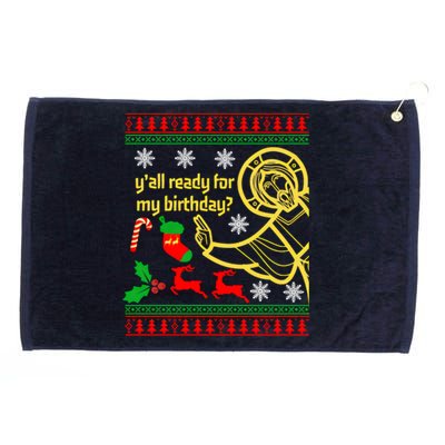 Jesus Birthday Ugly Christmas Grommeted Golf Towel