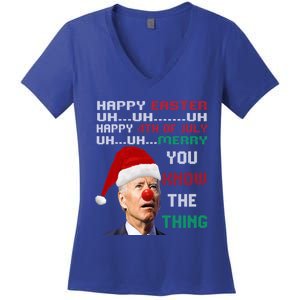 Joe Biden Ugly Christmas Sweater And Funny Ugly Gift Women's V-Neck T-Shirt