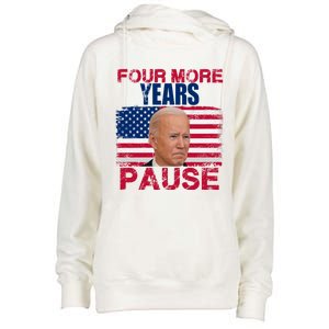 Joe Biden Us Flag Funny Quote Saying Four More Years Pause Womens Funnel Neck Pullover Hood