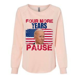 Joe Biden Us Flag Funny Quote Saying Four More Years Pause Womens California Wash Sweatshirt