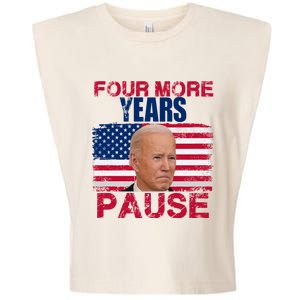 Joe Biden Us Flag Funny Quote Saying Four More Years Pause Garment-Dyed Women's Muscle Tee