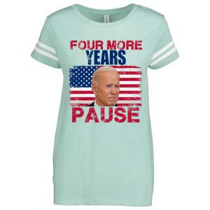 Joe Biden Us Flag Funny Quote Saying Four More Years Pause Enza Ladies Jersey Football T-Shirt