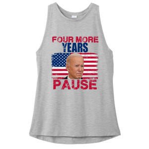 Joe Biden Us Flag Funny Quote Saying Four More Years Pause Ladies PosiCharge Tri-Blend Wicking Tank