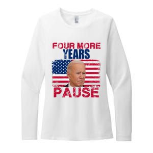 Joe Biden Us Flag Funny Quote Saying Four More Years Pause Womens CVC Long Sleeve Shirt