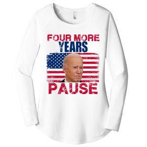 Joe Biden Us Flag Funny Quote Saying Four More Years Pause Women's Perfect Tri Tunic Long Sleeve Shirt