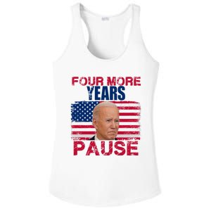 Joe Biden Us Flag Funny Quote Saying Four More Years Pause Ladies PosiCharge Competitor Racerback Tank