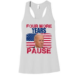 Joe Biden Us Flag Funny Quote Saying Four More Years Pause Women's Racerback Tank