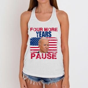 Joe Biden Us Flag Funny Quote Saying Four More Years Pause Women's Knotted Racerback Tank