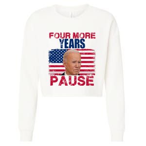 Joe Biden Us Flag Funny Quote Saying Four More Years Pause Cropped Pullover Crew