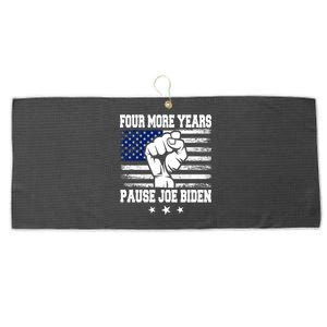 Joe Biden Us Flag Funny Quote Saying Four More Years Pause Large Microfiber Waffle Golf Towel