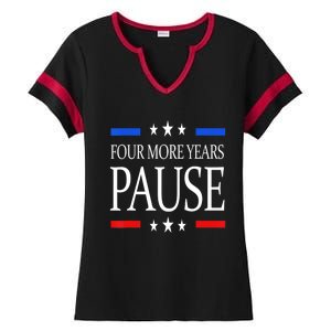 Joe Biden Us Flag Funny Quote Saying Four More Years Pause Ladies Halftime Notch Neck Tee