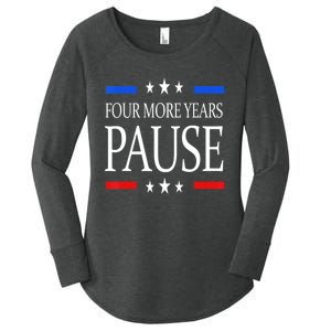 Joe Biden Us Flag Funny Quote Saying Four More Years Pause Women's Perfect Tri Tunic Long Sleeve Shirt