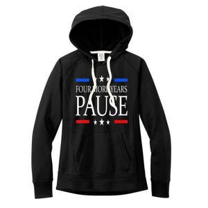 Joe Biden Us Flag Funny Quote Saying Four More Years Pause Women's Fleece Hoodie