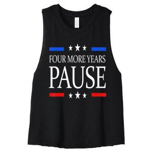 Joe Biden Us Flag Funny Quote Saying Four More Years Pause Women's Racerback Cropped Tank