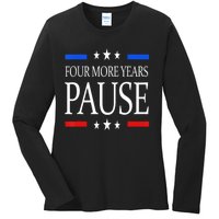 Joe Biden Us Flag Funny Quote Saying Four More Years Pause Ladies Long Sleeve Shirt