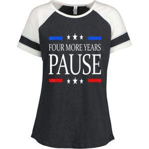 Joe Biden Us Flag Funny Quote Saying Four More Years Pause Enza Ladies Jersey Colorblock Tee