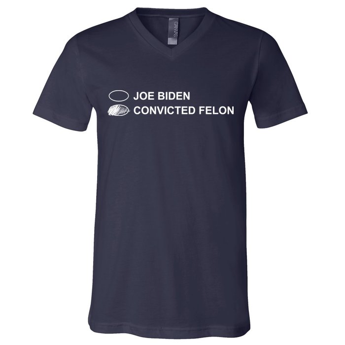 Joe Biden Vs Convicted Felon Funny Ballot Paper Voting Humor V-Neck T-Shirt