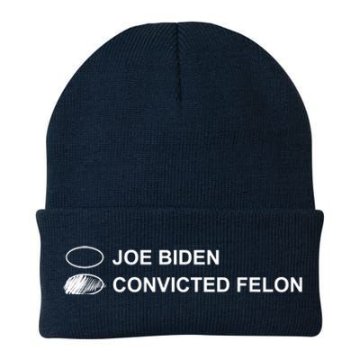 Joe Biden Vs Convicted Felon Funny Ballot Paper Voting Humor Knit Cap Winter Beanie