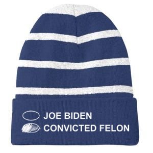 Joe Biden Vs Convicted Felon Funny Ballot Paper Voting Humor Striped Beanie with Solid Band