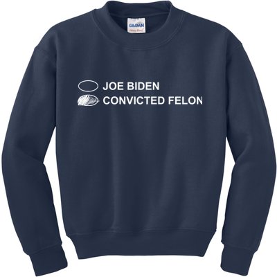 Joe Biden Vs Convicted Felon Funny Ballot Paper Voting Humor Kids Sweatshirt