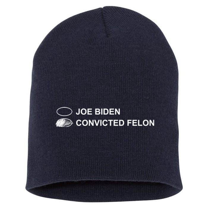 Joe Biden Vs Convicted Felon Funny Ballot Paper Voting Humor Short Acrylic Beanie