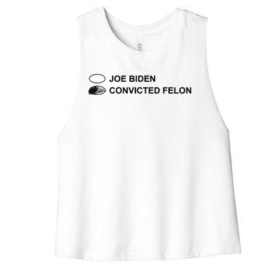 Joe Biden Vs Convicted Felon Funny Ballot Paper Voting Humor Women's Racerback Cropped Tank