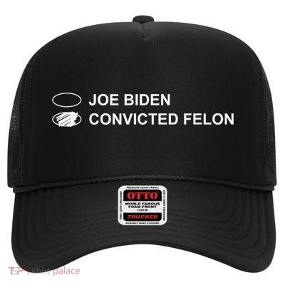 Joe Biden Vs Convicted Felon Funny Ballot Paper Voting Humor High Crown Mesh Back Trucker Hat
