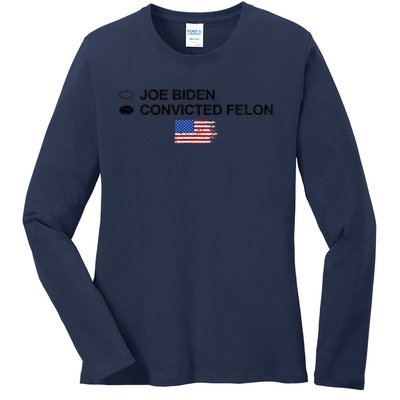 Joe Biden Vs Convicted Felon Funny Ballot Paper Voting Humor Ladies Long Sleeve Shirt