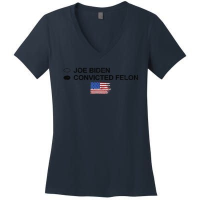 Joe Biden Vs Convicted Felon Funny Ballot Paper Voting Humor Women's V-Neck T-Shirt