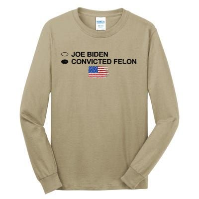 Joe Biden Vs Convicted Felon Funny Ballot Paper Voting Humor Tall Long Sleeve T-Shirt