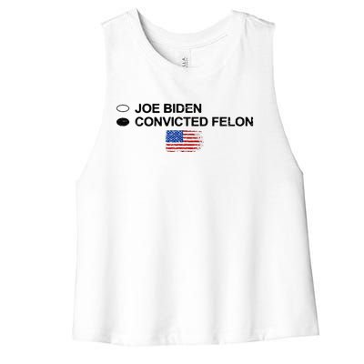 Joe Biden Vs Convicted Felon Funny Ballot Paper Voting Humor Women's Racerback Cropped Tank