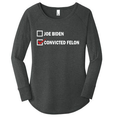 Joe Biden Vs Convicted Felon Funny Pro Trump 2024 Women's Perfect Tri Tunic Long Sleeve Shirt