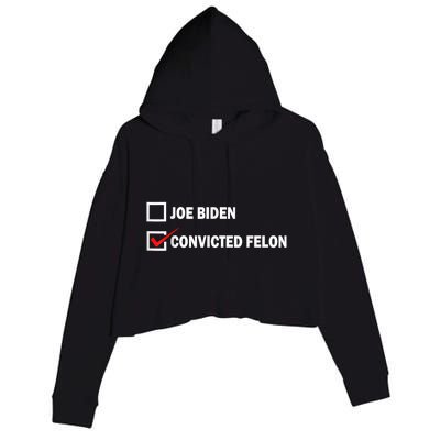 Joe Biden Vs Convicted Felon Funny Pro Trump 2024 Crop Fleece Hoodie