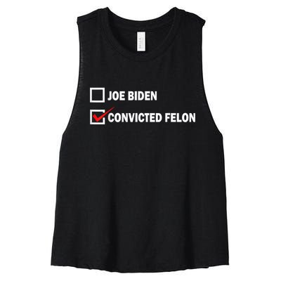 Joe Biden Vs Convicted Felon Funny Pro Trump 2024 Women's Racerback Cropped Tank