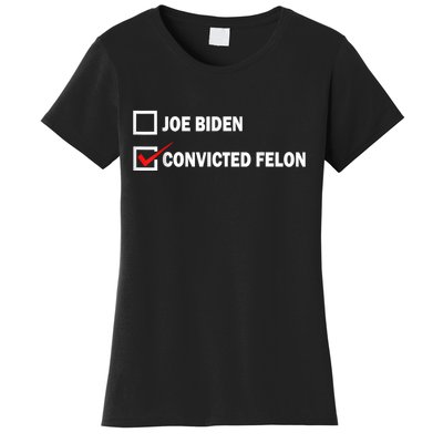 Joe Biden Vs Convicted Felon Funny Pro Trump 2024 Women's T-Shirt