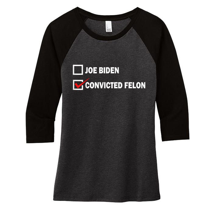 Joe Biden Vs Convicted Felon Funny Pro Trump 2024 Women's Tri-Blend 3/4-Sleeve Raglan Shirt