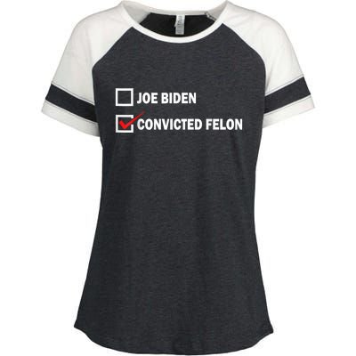 Joe Biden Vs Convicted Felon Funny Pro Trump 2024 Enza Ladies Jersey Colorblock Tee