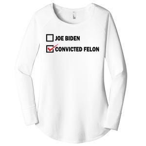 Joe Biden Vs Convicted Felon Funny Ballot Paper Voting Humor Women's Perfect Tri Tunic Long Sleeve Shirt