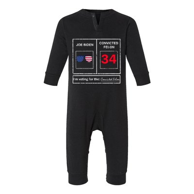 Joe Biden Vs Convicted Felon Funny Ballot Paper Voting Humor Infant Fleece One Piece