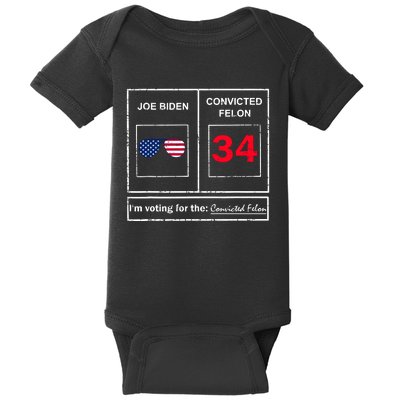 Joe Biden Vs Convicted Felon Funny Ballot Paper Voting Humor Baby Bodysuit