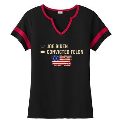 Joe Biden Vs Convicted Felon Funny Ballot Paper Voting Ladies Halftime Notch Neck Tee