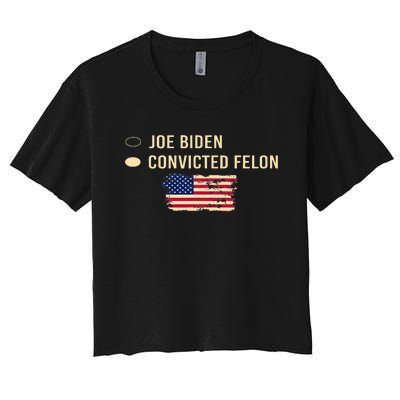 Joe Biden Vs Convicted Felon Funny Ballot Paper Voting Women's Crop Top Tee