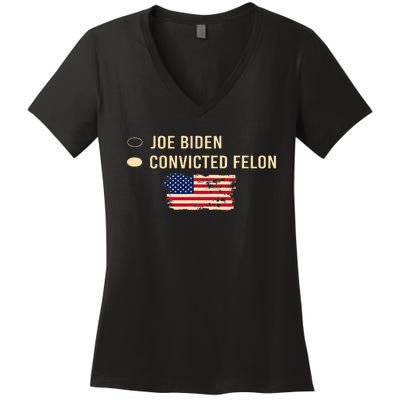 Joe Biden Vs Convicted Felon Funny Ballot Paper Voting Women's V-Neck T-Shirt